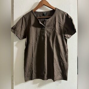 Filson Chocolate Brown Henley Tee Shirt Women Sz Medium